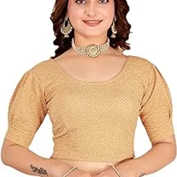 lady bloom Women's Pulka Dot Block Print Scrubber Breathable Puff Sleeve Round Neck Blouse (G_C_0147944)-picture-38