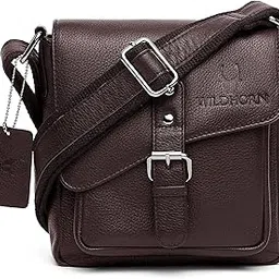 wildhorn � Original Leather 9 inch Sling Bag for Men I Multipurpose Crossbody Bag I Travel Bag with Adjustable Strap I DIMENSION: L- 8 inch H- 9 inch W- 3 inch image 1