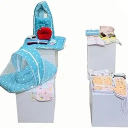 Infantbond Baby Clothing Combo|75 Count In 1 New Born Baby Complete Daily Items Combo (Crown Blue|0-6 Months) image 1