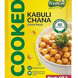 FRESHCON Cooked Kabuli Chana | Boiled Ready to Eat Chickpeas | Ideal For Indian Curry & Quick Salads, Chaat, Hummus | Nutritious & Healthy Food | Chole/Kabuli Chana 750gm | 250gm each | Pack of 3-picture-26