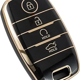 SHOPOFLUX TPU Key Cover Compatible with Kia Seltos | Sonet | Carens 4 Button Smart Key (Black)-picture-17