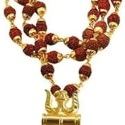 Krittika spiritual Gold Plated Shiv Ji Ka Damru Mala with 31 Natural 5 Mukhi Rudraksha Beads | Golden Metal Rudraksha Mala with Lab Tested Report for Original Rudraksh | Spiritual Puja & Meditation-picture-12
