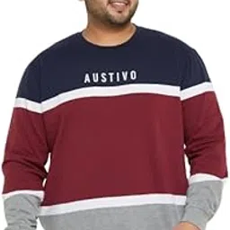 austivo Men's Multi Full Sleeve Striper Round Neck Plus Size Sweatshirt-picture-32