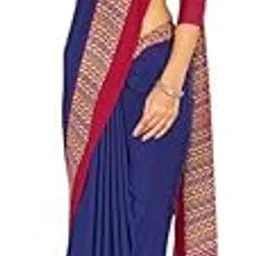 uniform sarees corp Beige and Maroon Women's MRO Premium Italian Crepe Gaala Border Catering Uniform Sarees With Blouse Piece-picture-15