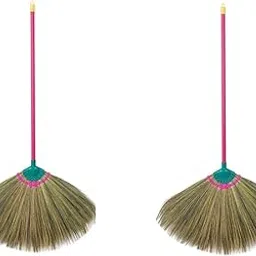 Eco Friendly Grass Broom, Less Dust, Wooden Handmade Broomstick for Floor Cleaning with Long Handle, Jhadu for Home and Ceiling Cleaning, No Back Pain and Comfortable (Pack of 2)-picture-25