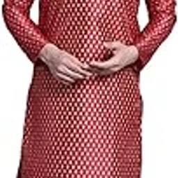 sojanya Men's Silk Blend Cream Printed Kurta and Off White Pyjama Set image 1