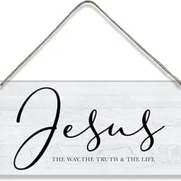 Bible Verse Home Wall Décor Jesus the Way Truth Life Wood Signs Rustic Hanging Wall Plaque Wooden Christian Religious Sign-image-31