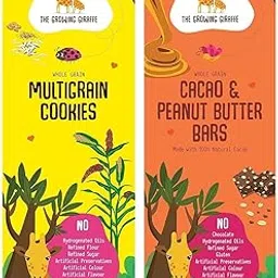 The Growing Giraffe Snack Combo, Wholesome & Nutritious Multigrain Cookies (160g) and Cacao Peanut Butter Bars (160g), Perfect for Family & Gifting-image-66
