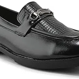 luxeza Men's Loafers | Premium Slip-On Dress Shoes with Textured Vamp & Metal Buckle | Stylish Formal Party Footwear | Complimentary Shoe Bag,Shoe Horn and Shine Kit-picture-55