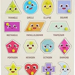 Asian Wooden Puzzle Game - Wooden Educational Learning Board Game | Brain Sensory Development Toy |Colorful 3D Shapes with knob, Wooden Board (Shapes)-picture-18