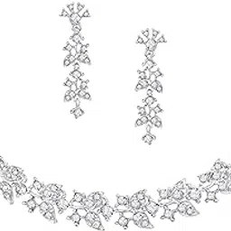 Crystal AD Diamond Necklace Jewellery Set with Earrings for Women and Girls | Suits Best Party, Wedding and Occasional Wear| Anniversary Gift for Her-image-33