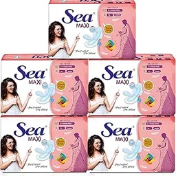Sea Maxi Cotton Sanitary Pads for Women | Up to 100% Leakage Protection, Locks Odour & Wetness | Ultra Hygiene, Rash Free Cotton Soft | Pack of 30 (30 pcs Maxi XL)-picture-62