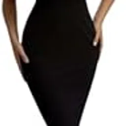 WANQUILA Women’s Sleeveless Fit and Flare Maxi Dress | Soft Stretchable Lycra with V-Neck, Open Back & Flared Skirt | Casual Black-picture-23