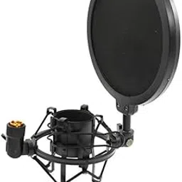 Syskonics 43-47 mm Microphone Shock Mount with Double Mesh Pop Filter & Screw Adapter, Adjustable Anti Vibration High Isolation Metal Mic Mount Holder Clip for Diameter of 43-47mm Microphone-picture-63