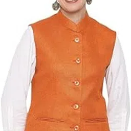 vastraa fusion Solid Indian Traditional Ethnic Waistcoat Festive Woolen Nehru Jacket for Women-picture-18