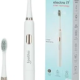 Toothsi Electro I7 Sonic Electric Toothbrush|Smart Electric Toothbrush For Men & Women|With 2 Modes & 2 Brush Heads|Ipx 7 Waterproof|Oral Care|Battery Powered|White,Adult,1 Count-picture-20