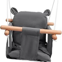 the style sutra THE STYLE SUTRA® Canvas Swing Chair Wood Utility Rocking Chair for Family Sports Drawing Room-picture-38