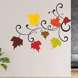 Techgifti Flowers Bell Decoration Sticker Wall Sticker for Decorative Wall Sticker for Living Room, Bed Room, Kide Room PVC Vinyl Multi Color Size - 46 CM X 61 CM-Self-Adhesive-image-4