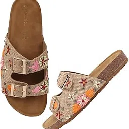 the white pole Comfortable & Stylish Embroidered Ethnic Wear Flat Sandals For Womens And Girls-picture-26