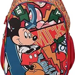 heart home School-College Bag | Disney Mickey Boy Backpack for Boys and Girls | 4 Compartment Travel Backpack | Water Resistant Bookbag | Bag for Daily Routine | Laptop Bag | Large | Red image 1