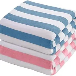 Blue Pink Color Pure Microfiber Bath Towel 500 GSM Soft Towel for Boys and Girls| Absorbent Super Soft & Comfortable Quick Drying Towel 70 x 140 cm Size Pack of 2-image-35