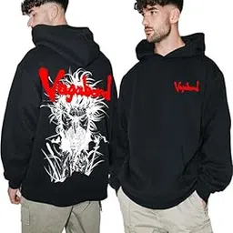 classic vogue Unisex Oversized Streetwear Black Hoodie – Japanese Samurai Manga Graphic Hoodie for Men & Women, Anime-Inspired Black Pullover Sweatshirt-picture-54