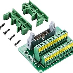 Jienk IDC20 Breakout Board 2x10 20Pins Male Header Terminal Block Connector with C45 DIN Rail Mounting feet for PLC MCU-picture-64