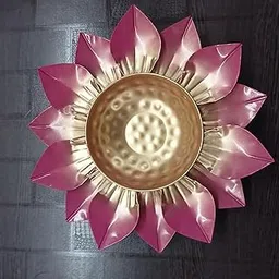 Latest Floral Lotus Urli Bowl Floating Flowers (Gold,Pink) (12 inches)-picture-10