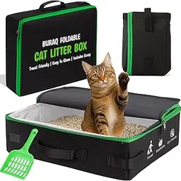 Buraq Foldable Cat Litter Box with Scoop, Portable, Waterproof & Easy-Clean Travel Litter Box, Reusable Oxford Fabric Cat Toilet for Home, Outdoor & Car Trips (40×30×13 cm)-picture-37