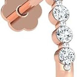 kuberbox 14K/18K Rose Gold Diamond Aalamb J-Shaped Nose Pin for Women (Piercing Required)-picture-37
