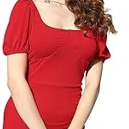 poshbery Red Puff Sleeve Swimwear-picture-9