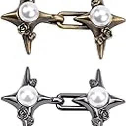 4 Pairs Jeans Adjustable Pins for Women, Pearl Star Waist Cincher Clip, No Sewing Jean Buttons Pins for Loose Jeans Dresses Skirts, Pant Waist Tightener Clip for Women-picture-15