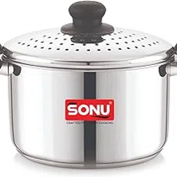 Sonu Stainless Steel Strainer Pot with Dual Lids (Glass Lid + Strainer Lid) | Multipurpose Pasta, Noodles & Vegetable Cooker | Heat-Resistant Handles | Easy Drain Design | Induction & Gas Compatible-image-12