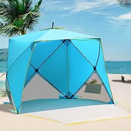 Pop Up Beach Tent, Portable Shade Sun Shelter for 3-4 Person with UPF50+ Protection, Extendable Floor for Fishing Hiking Camping, Waterproof Windproof-picture-39