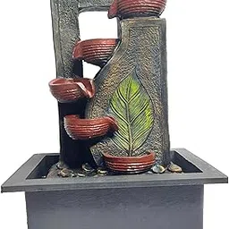 Decorative Tabletop Water Fountain with LED Lights, 41 cm Tall, Terracotta and Grey-picture-35