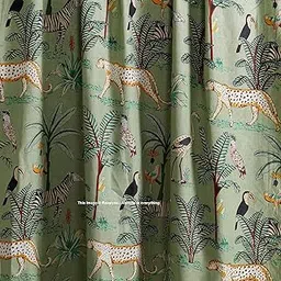 Ravaiyaa - Attitude is everything Hand Screen Printed Craft Running Dress Material Sewing Fabric Women Soft Cotton Tiger in Forest Design Fabric (5 Meter, Teal Green)-picture-12