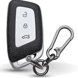 Keycept™ TPU Leather Key Cover Compatible with MG Hector | Astor | Gloster 3 button Smart Key with Keychain.-picture-14