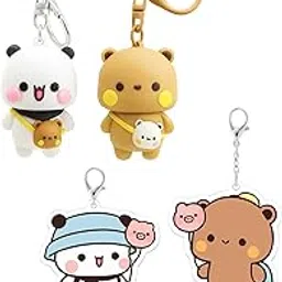 agmitraka Keychain, 4 Pcs Cute Panda Keychain Set, Soft Plush Keyring for Bags and Backpacks, Fun Friendship Gift for Kids and Teens-picture-49