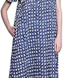 evolove Cotton Nighty Maxi for Women with Side Pocket | Round Neck Printed Short Sleeves Full Length Night Wear Gown-picture-10