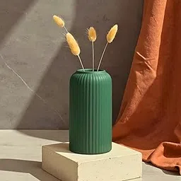 KREATIVE ART’S Modern Ribbed Design Ceramic Flower Vase for Living Room, Flower Pots for Artificial Flower, Home Decoration Item, Home Decor, Vases for Living Room (Dark Green, Small)-image-12