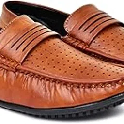 shuan Men's synthteic Leather Casual Loafers Tan-picture-36