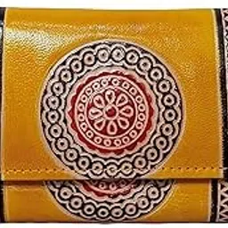 chitrahar Shantiniketan Genuine Leather Handcrafted Geometric Motif Clutch For Women (Traditional Chakra, Yellow)-picture-50
