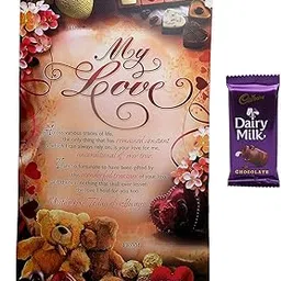 Valentines Day Gift - Scroll Greeting Card, Dairy Milk Chocolate & Hand Written Personal Message-image-16