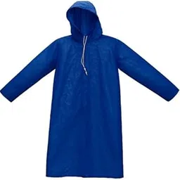 Waterproof Long Rain Coat with Hood, Full Length, Royal Blue, Drawstring Design-picture-20