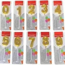 Gold Metallic Birthday Cake Number Candles Set | 0-9 Digit Wax Candles | Elegant Happy Birthday Cake Decoration-picture-27
