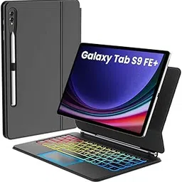 TECPHILE Magic Style Magnetic Keyboard Case for Samsng Galaxy Tab S10 Plus/S9+ Plus/S9 FE+ /S8+ /S7+ /S7 FE Plus Cover with Trackpad, 7 Color Backlit, Floating Cantilever Magnetic Stand, S Pen Holder-image-41