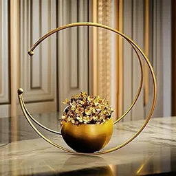 Akaar Decor's Metal Vase with Golden Finish with Artificial Hydrangea Flowers | Plants | Table Decorative Flower Pot | Vase with Flowers (AK_Moon_VASE_Golden_Flower)-image-88