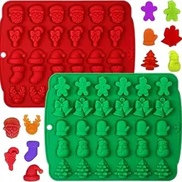 Christmas Silicone Molds 2 Pack | 60 Cavity Candy Chocolate Gummy Molds | Santa Claus Snowman Tree Gingerbread Silicone Baking Mold for Cake, Jelly, Biscuit & Dessert Decoration-picture-13