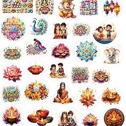 SVM CRAFT® Happy Diwali Sticker for Gifts, Packing Sticker for Party Bags Candy Jars Gift Boxes Bottles Diwali Decorations Stickers 1.5 Inch (Pack of 120pc)-picture-13
