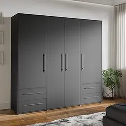 Ozone Furnish Engineering Wood Wardrobe with Drawers and Modern Design and Classic Look, Black-image-10